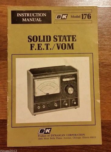 B&amp;k model 176 solid state f.e.t./ vom instruction manual dynascan 1969 for sale