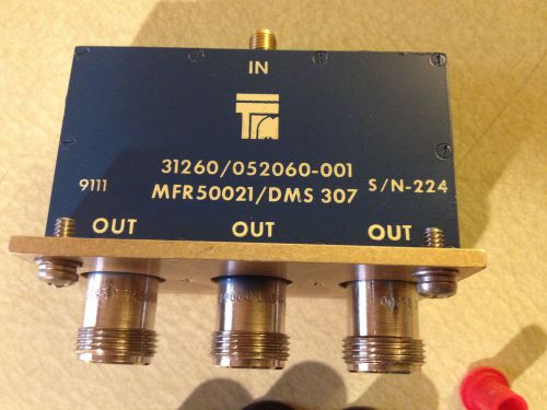 TRM 3 way power divider 50ohm/SMA(f) input 3-N(f) Outputs PANEL MOUNT