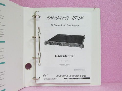 Neutrik Manual RT-1M Multitone Audio Test System User Manual