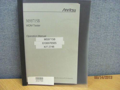 ANRITSU MODEL MS9715B: WDM Tester - Operation Manual, product # 16756