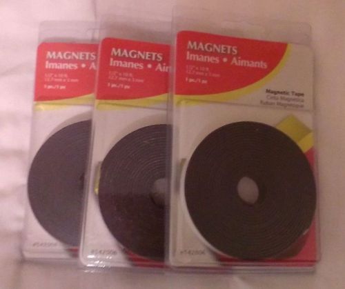3 adhesive-backed flexible magnet magnetic tape strip roll - 1/2&#034; x 10 ft. for sale