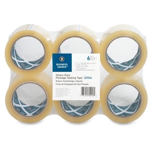 Business source heavy duty packaging/sealing tape -3&#034;core- 6/pk-clear- bsn32946 for sale