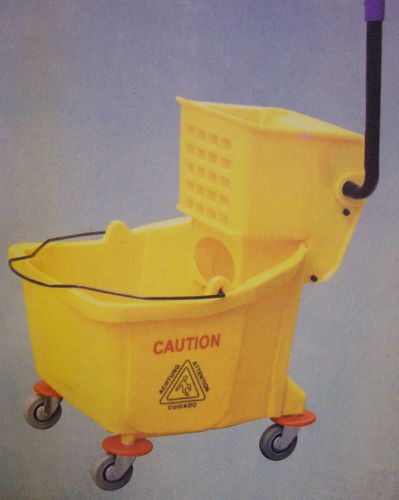 Yellow Commercial Style mop bucket with wringer &amp; on wheels,38 quarts:New in Box