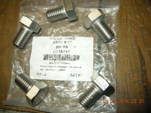 5 ~ industrial grade 3aty7 hex cap screw, ss, 5/8-11x1 in for sale