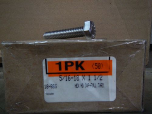 5/16 -18 x 1 1/2 18-8ss stainless steel hex head cap bolts full thread 50 qty