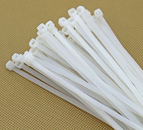 500pcs 10&#034; inch white network cable cord wire strap zip tie nylon 2.7*250mm for sale
