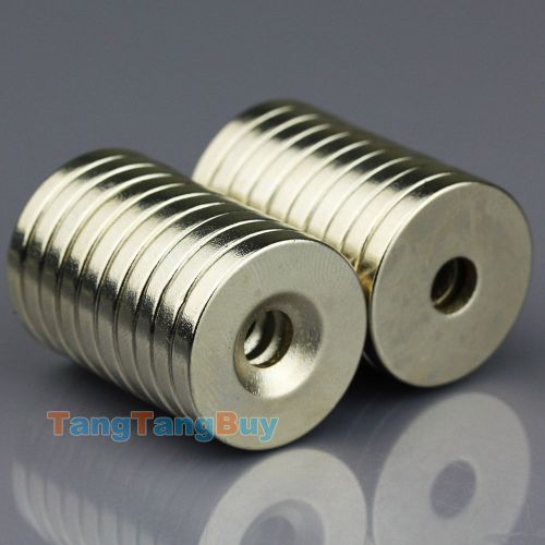 20pcs n50 small disc magnets 20mm x 3mm hole 5mm round rare earth neodymium for sale