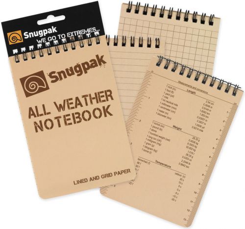 Snugpak sn97375 tan small all weather notebook w/ conversion charts 3&#034;x5&#034; for sale
