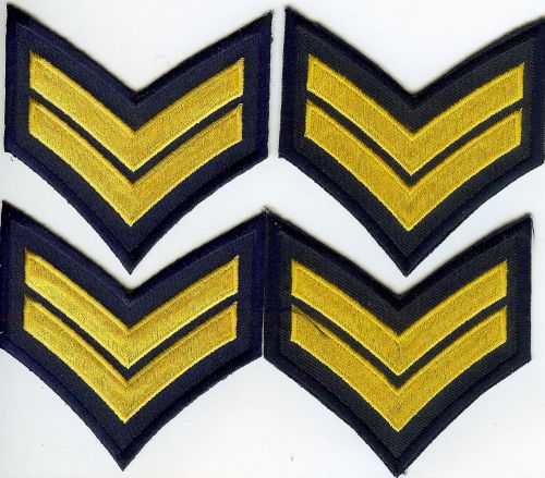 Brand New 4 Corporal Embroidered Chevron Stripes Navy Blue Yellow Police Patch
