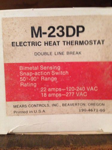 Mears M23DP (M-23DP) Electric Heat Thermostat LOT OF 2