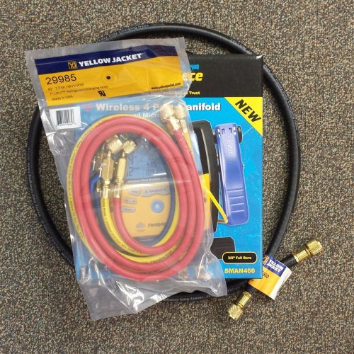 Fieldpiece sman460 manifold, 60&#034; yj ball vlv hoses, 3/8&#034; vacuum hose 60&#034; - new! for sale