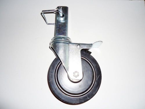 (1) black stem caster 5&#034; x 1-1/2&#034; square stem w/ pin &amp; locking brake for sale