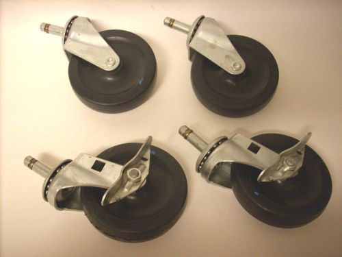 Set of 4 swivel casters with brakes 4&#034; black new for sale