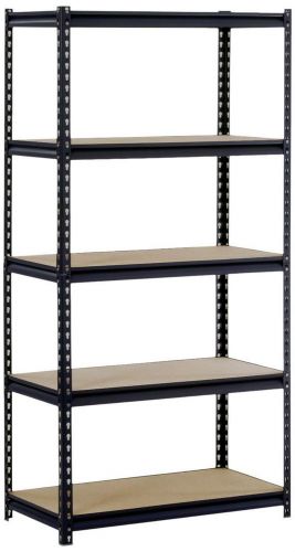 Black Steel Storage Rack, 5 Adjustable Shelves