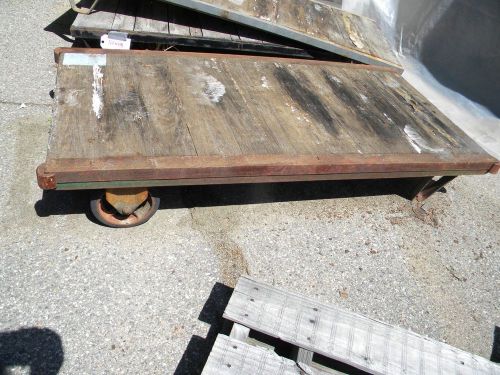 Wood platform cart 1 available- vintage steel framed for sale