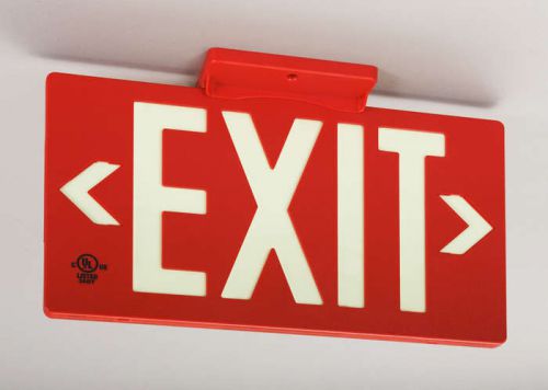 (2) jessup glo brite pf50 eco exit signs (red) double sided glow in the dark nib for sale