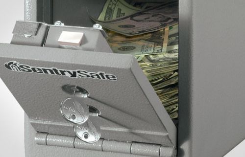 Solid steel drop slot safe, gray gun/jewelry/quick access sentrysafe uc-025k for sale