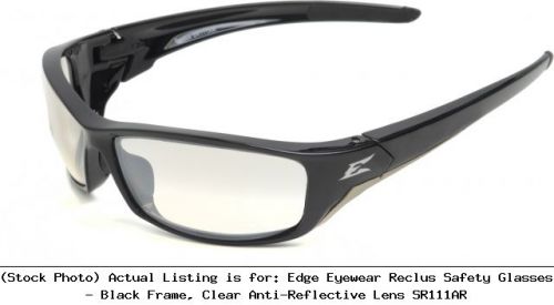 Edge Eyewear Reclus Safety Glasses - Black Frame, Clear Anti-Reflective: SR111AR