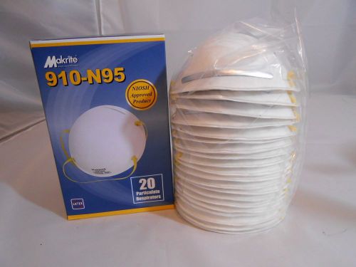 Makrite 910-N95 Surgical / Industrial Masks - 20 Particulate Respirators Per Box