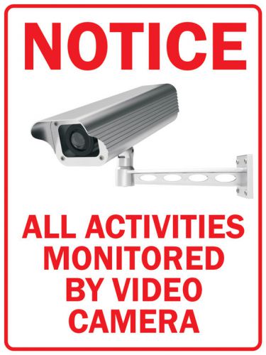 Pas319 monitored by video camera surveillance security wall metal sign 9&#034;x12&#034; for sale
