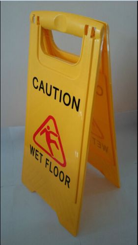Caution Wet Floor Double Side Sign Warning Board Bright Yellow Plastic 24&#034;