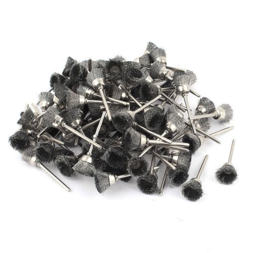100 Pcs 3mm Shank 15mm Cup Shape Stainless Steel Wire Brush for Rotary Tool