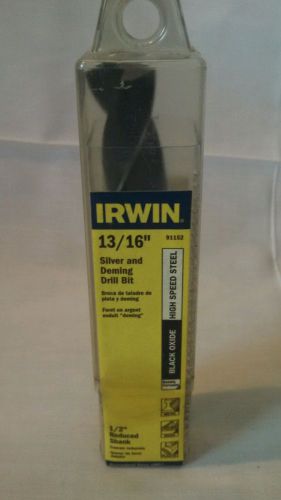 IRWIN DRILL BIT 13/16 SILVER AND  DEMING   1/2 REDUCED SHANK   BLACK OXIDE HHS
