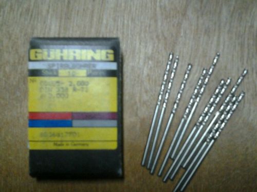 GUHRING MICRO DRILL 2.00mm .0787 UN COATED 10 PIECES NUMBER TWIST DRILL