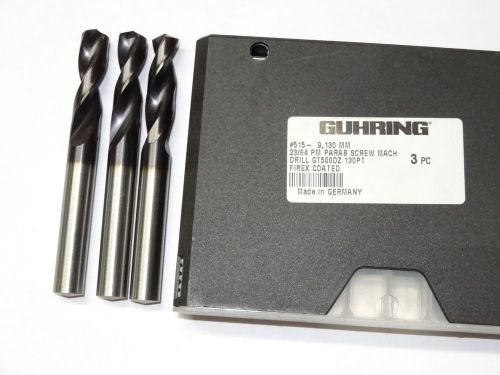 3 guhring 23/64&#034; 9,130mm parabolic flute screw machine 130pt firex cobalt drills for sale
