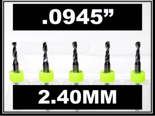 2.40mm - .0945 - 1/8&#034; shank  carbide drill bits  five pcs cnc dremel model hobby for sale