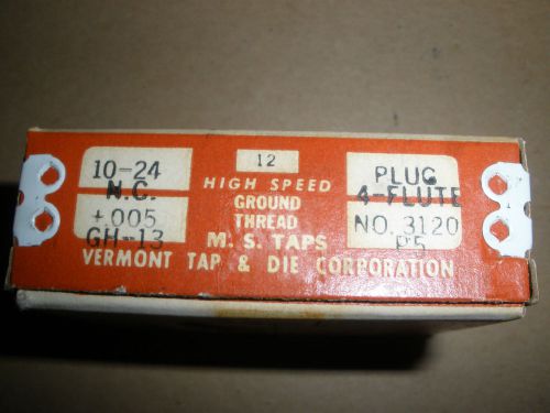 NOS Vermont plug taps 10-24 N.C. GH-13 4 flute total of (4)  #3120 P5