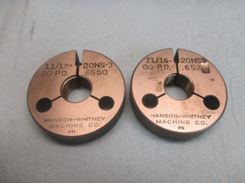 11/16 20 ns 3 thread ring gages go no go .6875 p.d.&#039;s= .6550 &amp; .6520 shop tools for sale