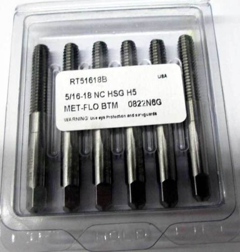 6 Pcs. Standard Tool 5/16-18 GH5 Met-Flo HSS Thread/Roll-Form Bottoming Taps