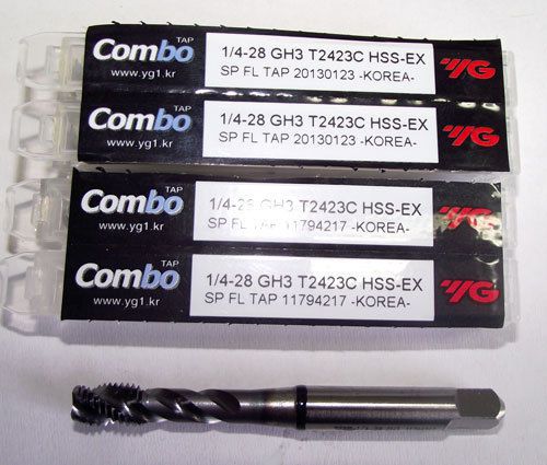 5pc 1/4-28 YG1 Combo Tap Spiral Flute Taps for Multi-Purpose Coated