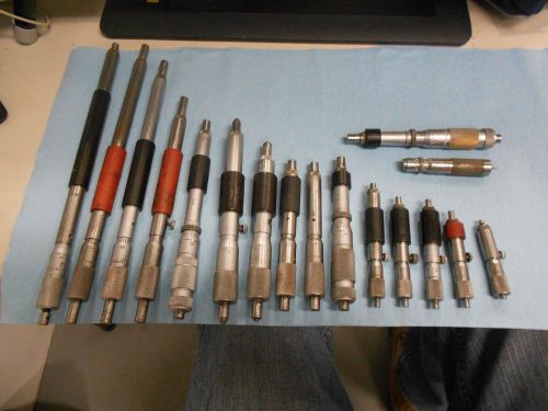 Inside micrometer lot  ( brown &amp; sharpe, mitutoyo, moore &amp; wright) 17 in all for sale