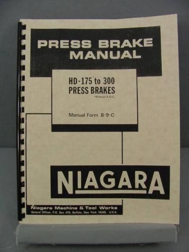 Niagara &#034;hd&#034; series brake instructions manual &amp; parts list for sale