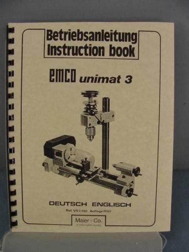 EMCO Unimat 3 Operating Instructions &amp; Parts Manual