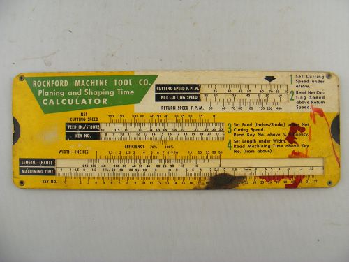 Rockford Machine Tool Co. Planing and shaping time calculator feed and speed