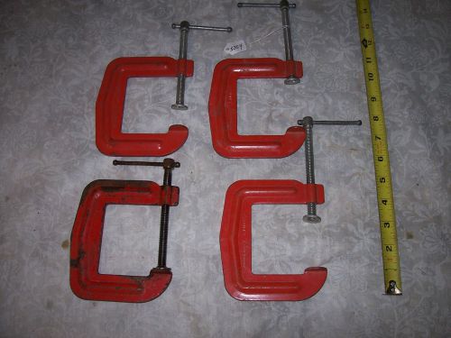 C Clamps, (4) Vintage Stanley H155 Handyman C Clamps 2-1/2 x 2-1/2&#034;, USA