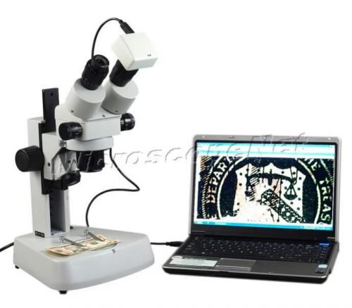 Large binocular stereo zoom microscope 3.5x-90x with 1.3mp usb camera for sale