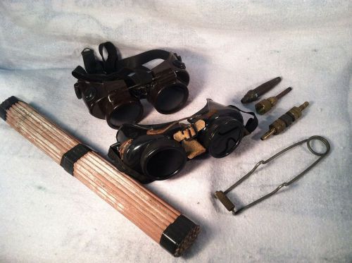 Vintage Welding Goggles 2 pairs and misc supplies