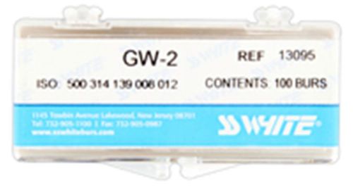SS White GW-2 Burs Great White Gold Dental Pack Of 100