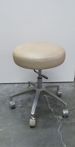Beige tan dental doctor / doctor&#039;s stool round rolling chair seat (no back) for sale