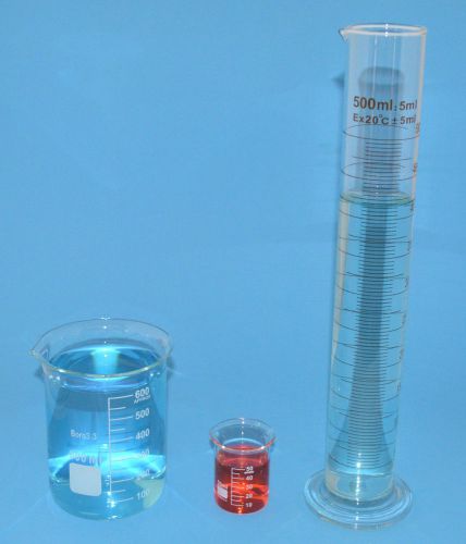 Beaker set 600mL 50mL Cylinder 500mL Borosilicate Glass Griffin New Lab beakers