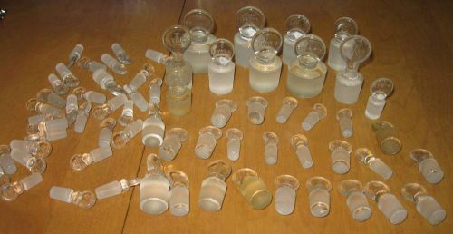 Glassware lab glass: pyrex misc size pennyhead stopper lot x75 for sale