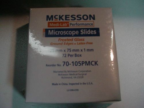 1 box of 72 Kckesson Frosted,Ground Edges,Microscope Slides,25mm X 75mm X 1mm