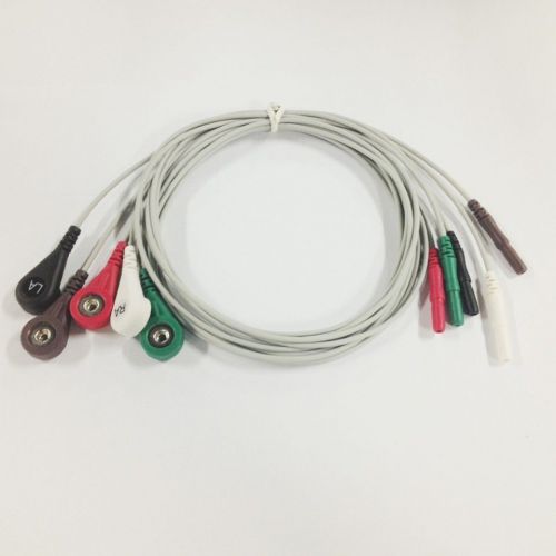 5 Lead ECG/EKG Cable Patient Monitor Cable Lead Wires Snap Berry Compatible