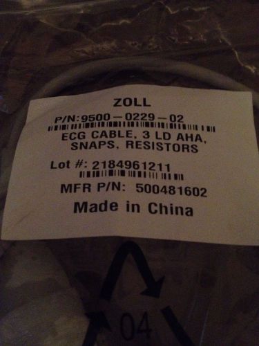 Zoll 3 lead EKG Cable M Series New In Package P/N 9500-0229-02