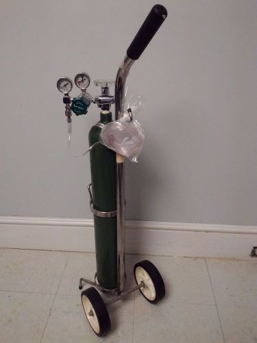 Medical / dental emergency portable size e oxygen tank w/ rolling cart stand for sale
