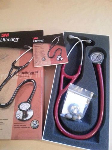3m littmann cardiology iii stethoscope burgundy tube 27&#034; 3129 new open box for sale